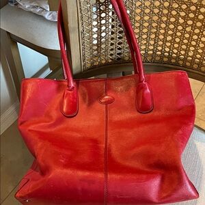 Tod's Vibrant Red Leather Tote